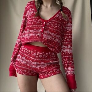 Victoria's Secret Red Snowflake Women's Pajama Set